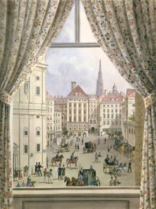 Uitzicht op de Freyung, Wenen, 1825 door Friedrich Wigand